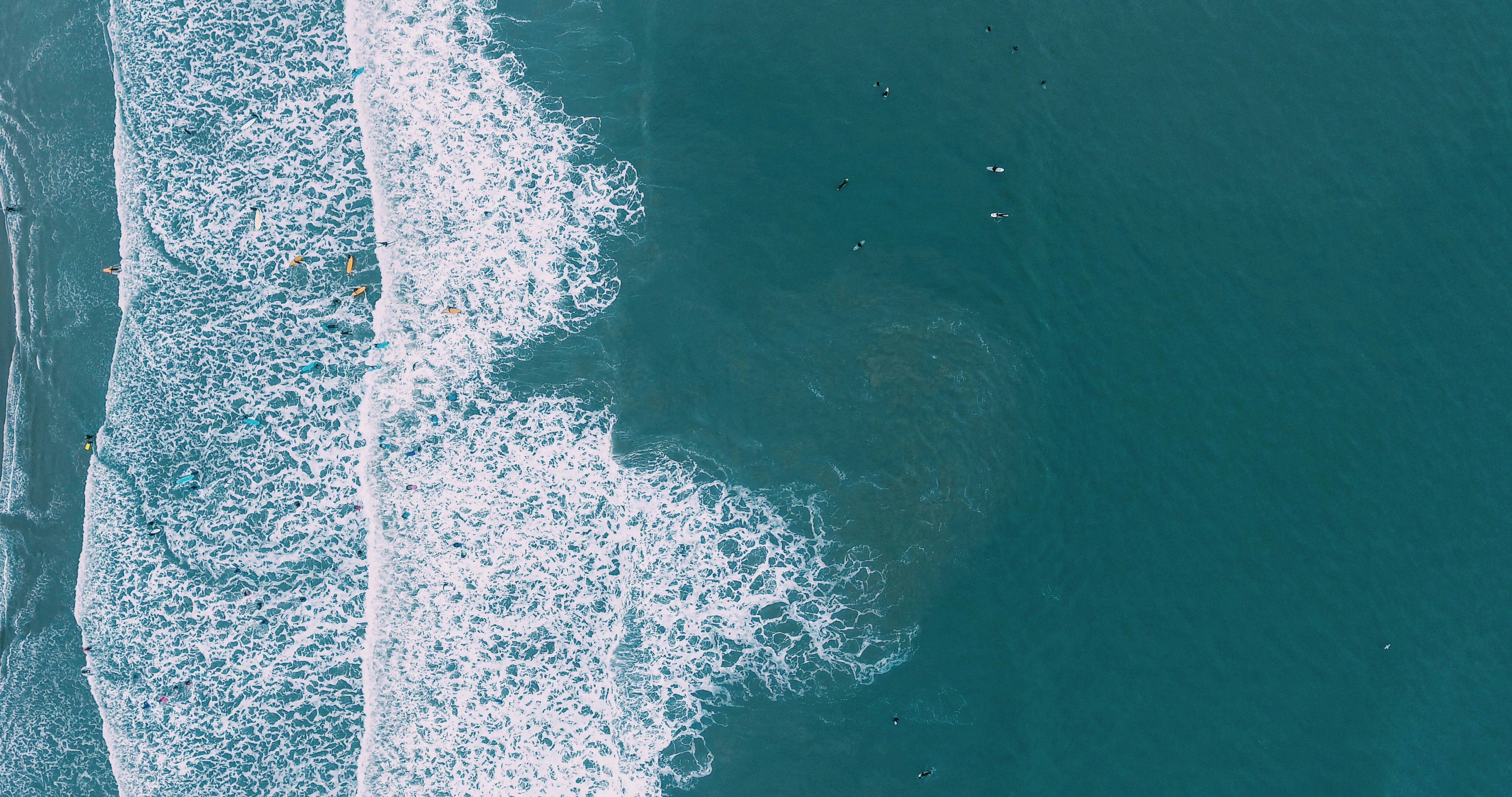 aerial view of blue body of water